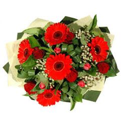  negl 14 ubat sevgililer gn iek   5 adet kirmizi gl 5 adet gerbera demeti